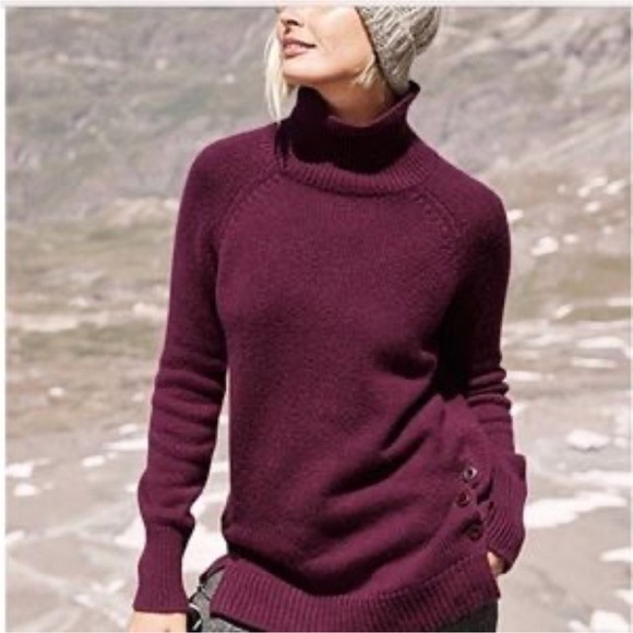 Garnet Hill Side Button cashmere sweater - Picture 1 of 5